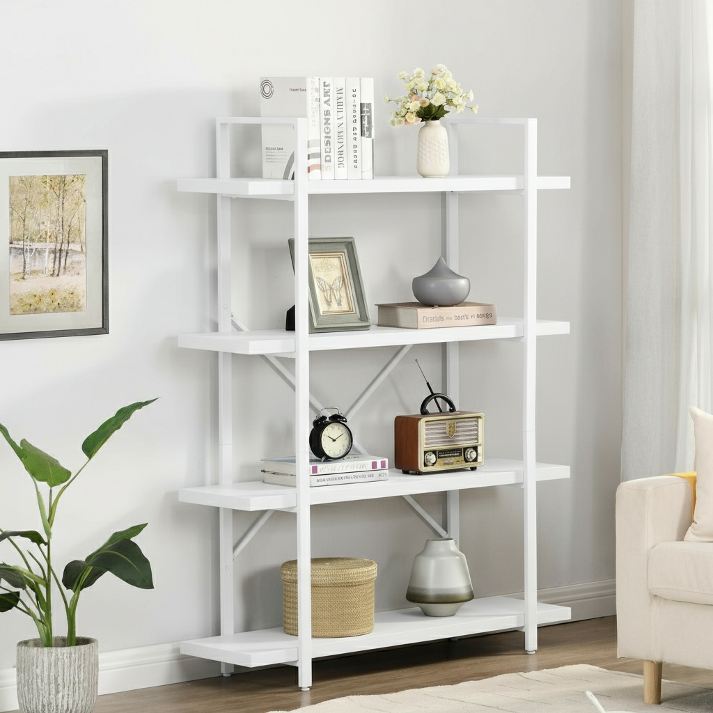 Envision 4-Tier Bookcase Storage Shelf Organizer (White)