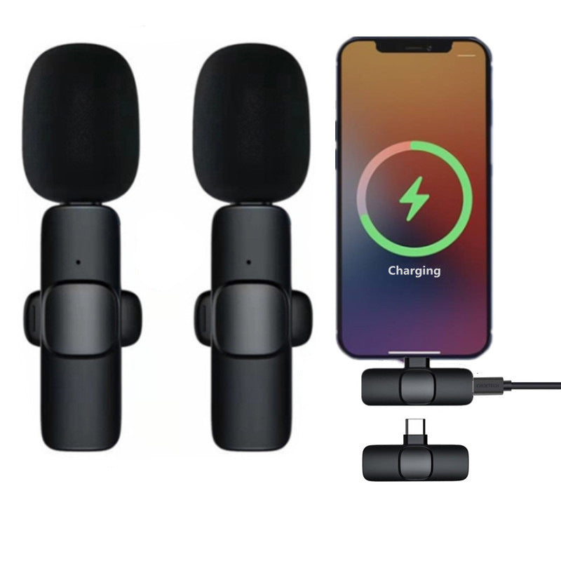 Professional 2-Piece Set Wireless Lavalier Microphones for Smartphones