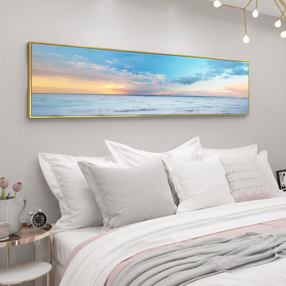 Beach Painting Framed Long Canvas Wall Art - 100cm x 30cm