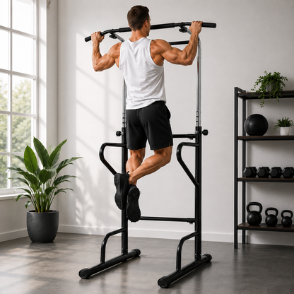 Power Tower Adjustable Pull Up Bar Dip Station Home Gym Fitness