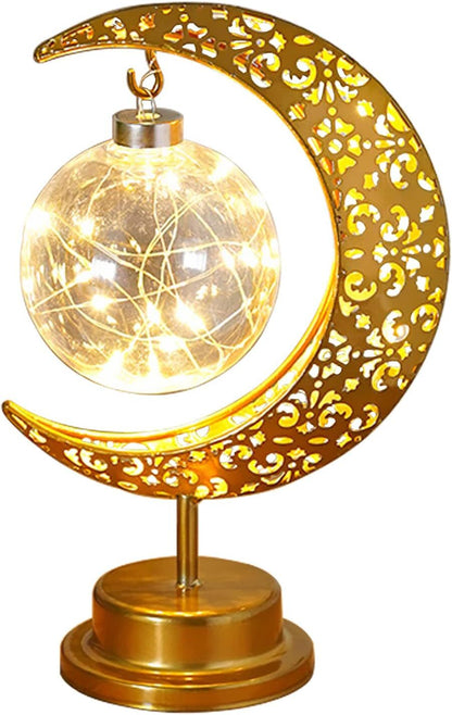 Golden Crescent Moon Globe Decorative LED Table Lamp Night Light