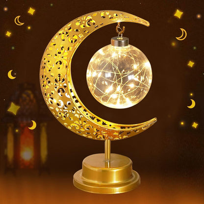 Golden Crescent Moon Globe Decorative LED Table Lamp Night Light