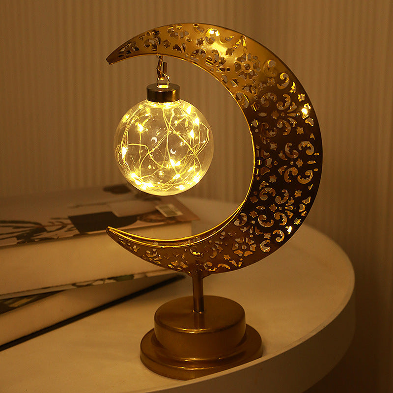 Golden Crescent Moon Globe Decorative LED Table Lamp Night Light