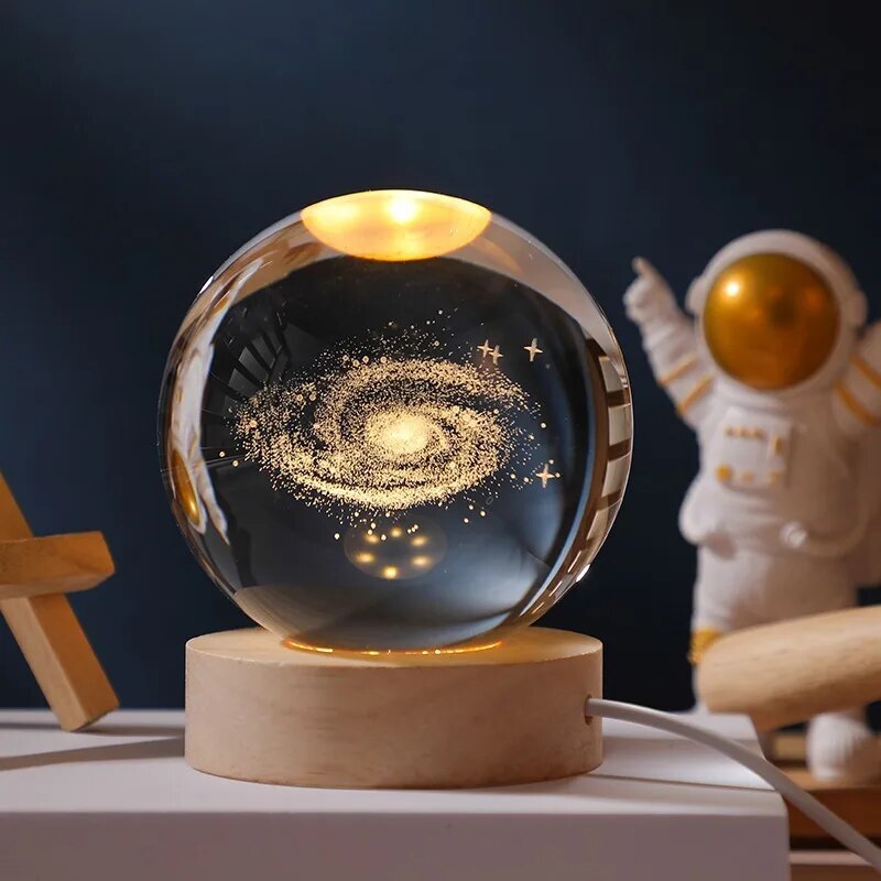 3D Galaxy Crystal Ball LED Night Light Lamp Milky Way Globe Glass Ornament