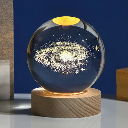 3D Galaxy Crystal Ball LED Night Light Lamp Milky Way Globe Glass Ornament