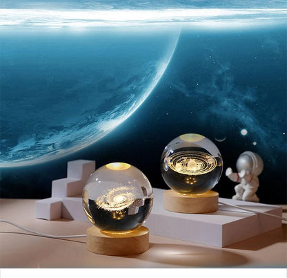 3D Galaxy Crystal Ball LED Night Light Lamp Milky Way Globe Glass Ornament