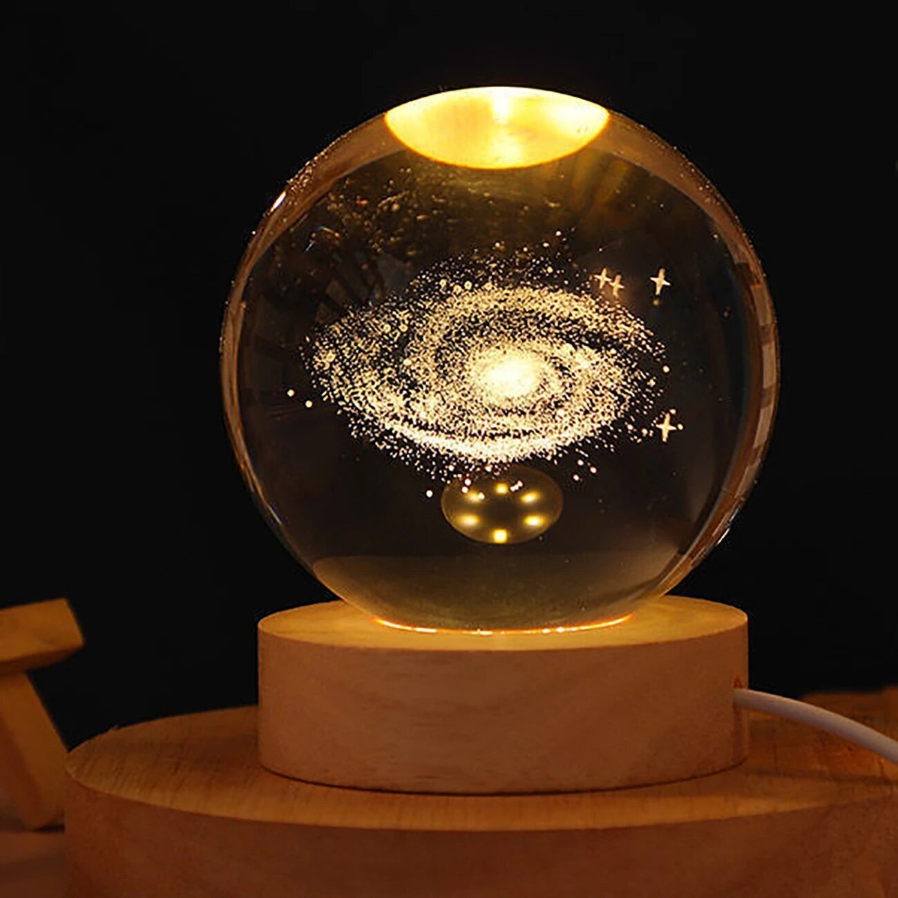 3D Galaxy Crystal Ball LED Night Light Lamp Milky Way Globe Glass Ornament