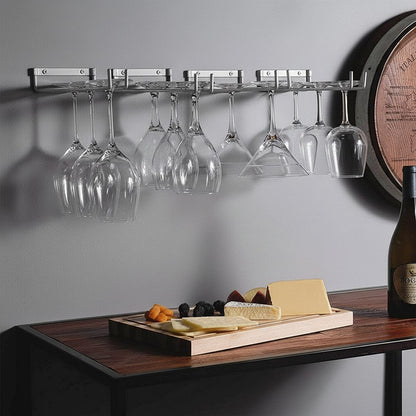 2 x Wine Glass Hanger Rack Under Cabinet Kitchen Bar Stemware Metal Storage Organiser