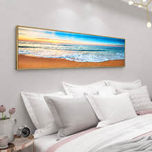 Beach Painting Framed Long Canvas Wall Art - 100cm x 30cm