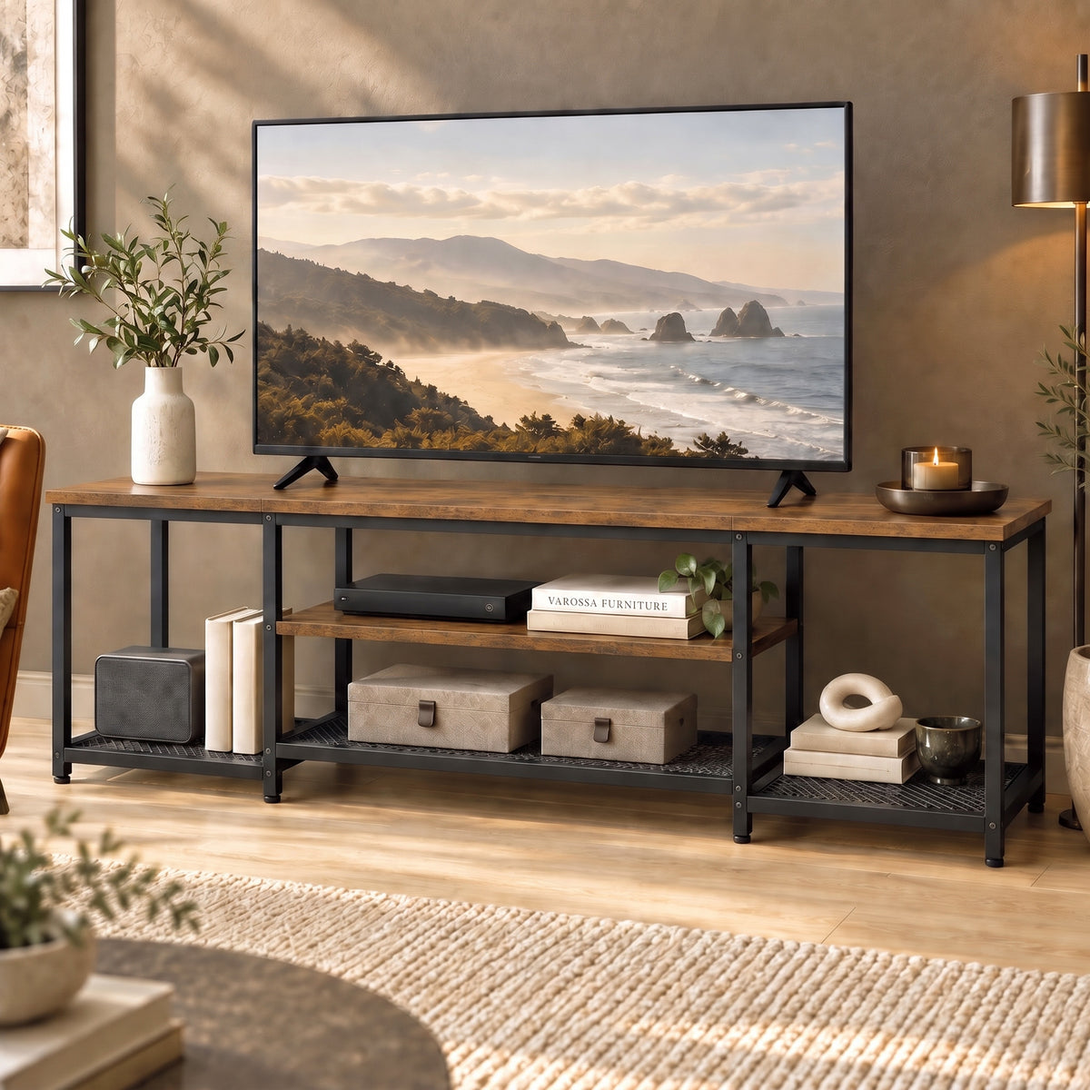 Soho Rustic TV Cabinet Stand Entertainment Unit with Storage Shelves