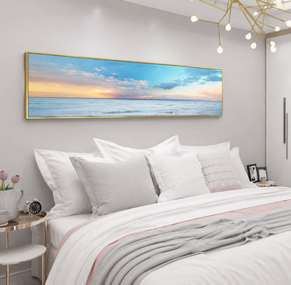 Beach Painting Framed Long Canvas Wall Art - 100cm x 30cm