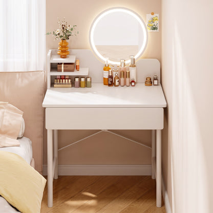 Luxe LED White Makeup Vanity Dressing Table Mirror Storage Shelves