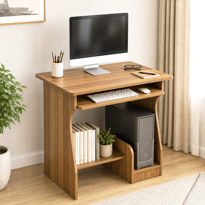 Essential Computer Desk with Shelves (Oak)