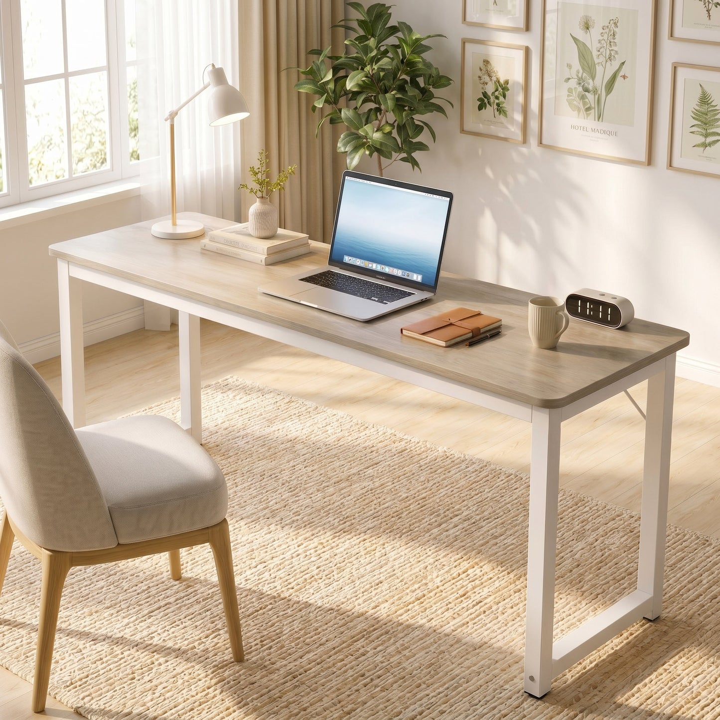 Profile Console Table Wood & Metal Narrow Desk (Coastal Oak)