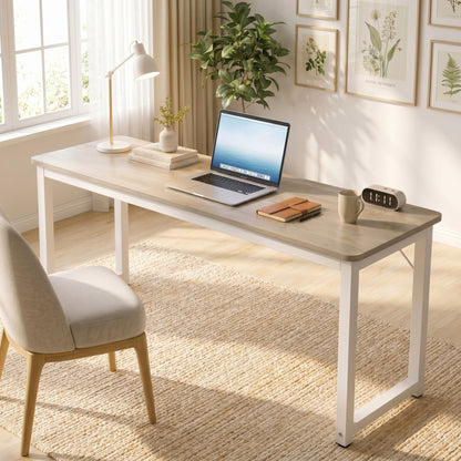 Profile Console Table Wood & Metal Narrow Desk (Coastal Oak)