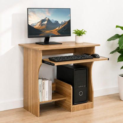 Essential Computer Desk with Shelves (Oak)