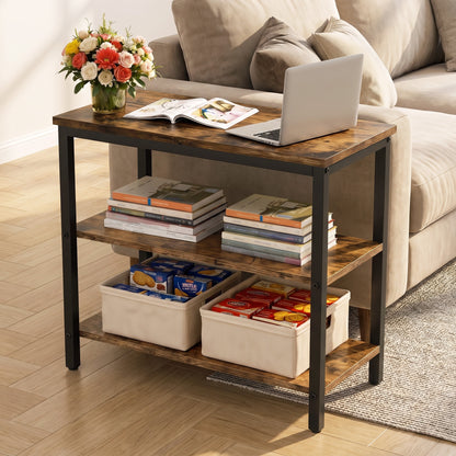 Rustic Industrial 3 Tier Storage Shelf Console Side End Table
