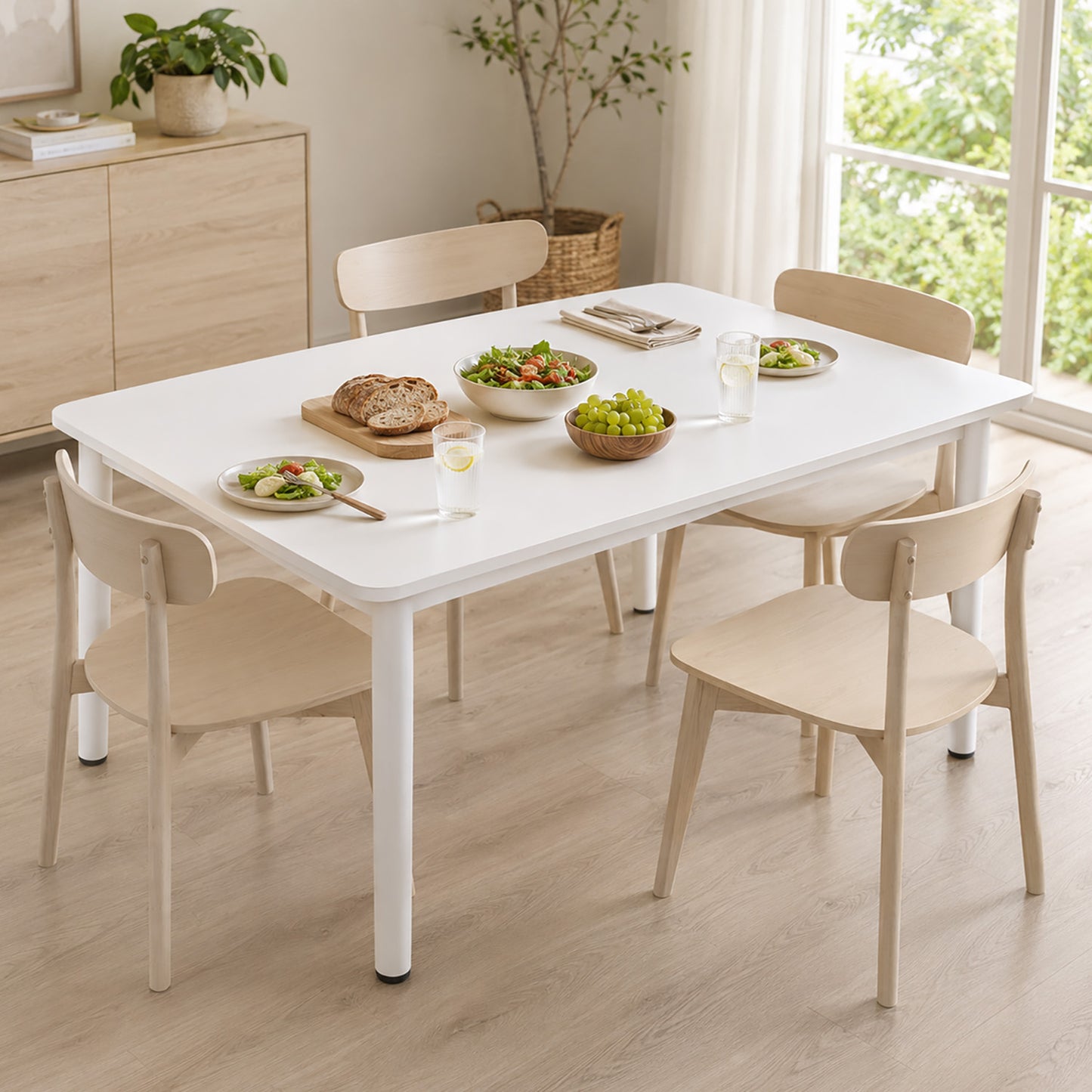 Heritage Industrial White Wood & Metal Dining Table 120cm