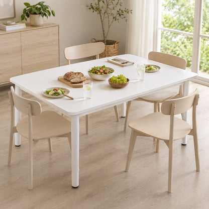 Heritage Industrial White Wood & Metal Dining Table 120cm