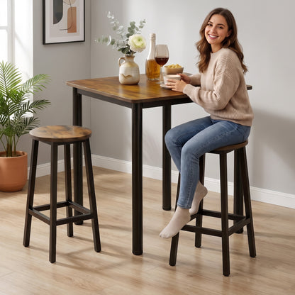 Foundry Tall Industrial Rustic Wood & Metal Square Bar Dining Table