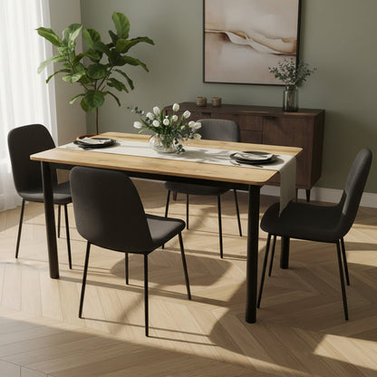 Heritage Industrial Rustic Oak Wood & Metal Dining Table 120cm