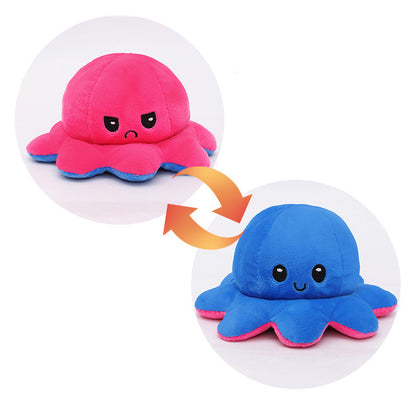 2 in 1 Reversible Cute Plush Octopus Toy Happy/Angry Plushie