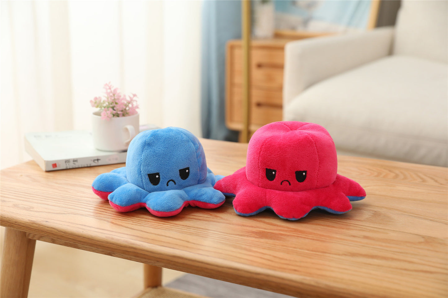 2 in 1 Reversible Cute Plush Octopus Toy Happy/Angry Plushie