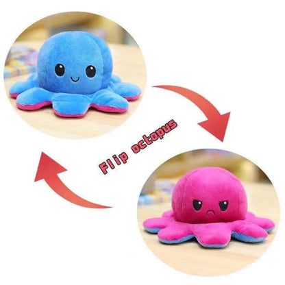 2 in 1 Reversible Cute Plush Octopus Toy Happy/Angry Plushie