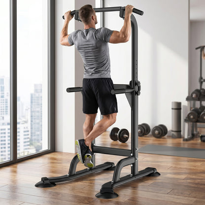 Power Tower Pull Up Bar Dip Station Adjustable Home Gym Fitness