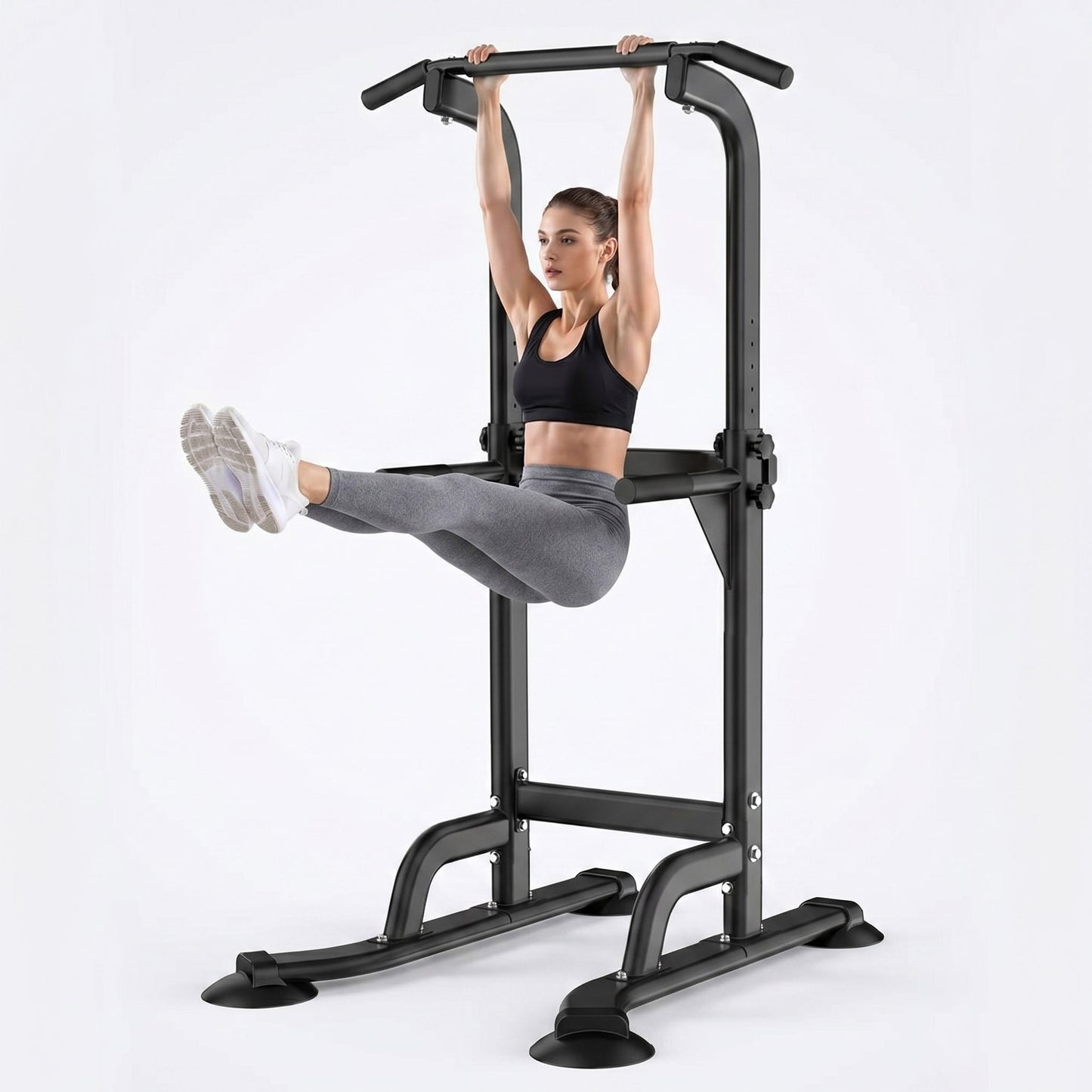 Power Tower Pull Up Bar Dip Station Adjustable Home Gym Fitness