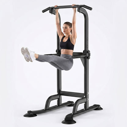 Power Tower Pull Up Bar Dip Station Adjustable Home Gym Fitness