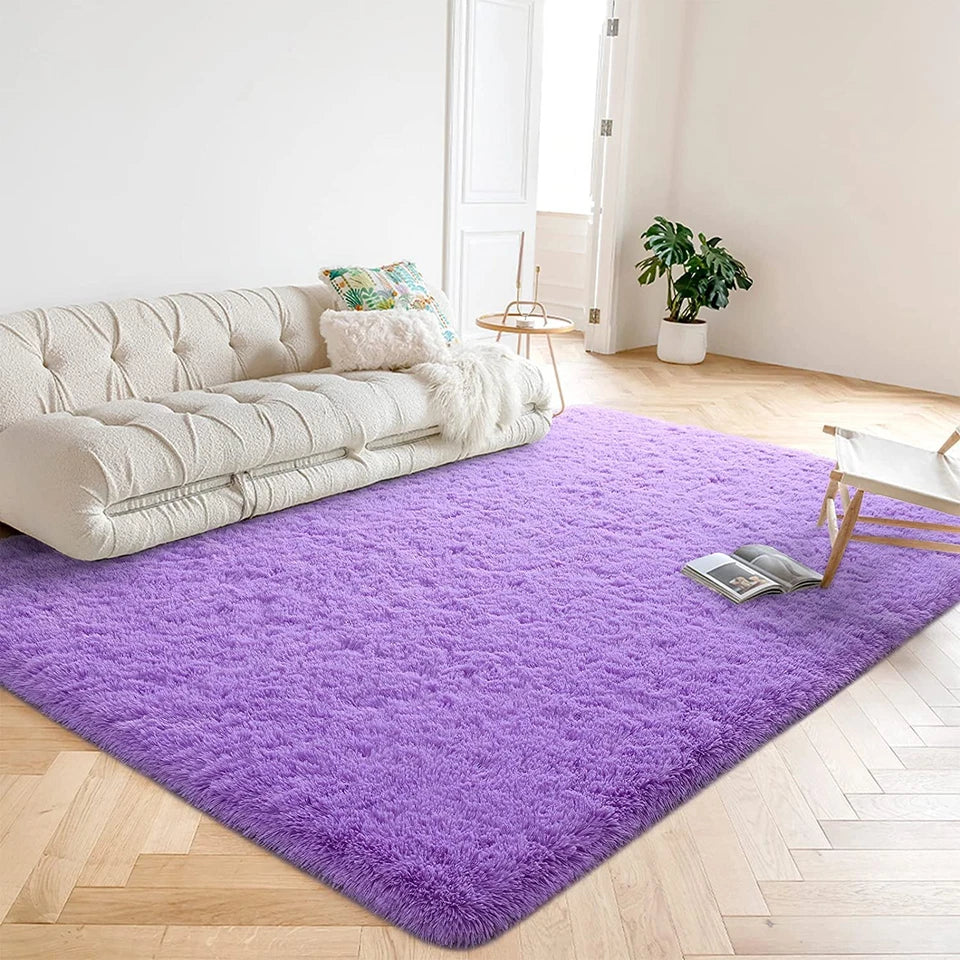 XL Extra Large Soft Shag Rug Carpet Mat (Purple, 300 x 200)