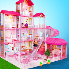 4-level Large Mansion Dreamhouse Castle Doll House Palace Toy Set with Dolls & Furniture