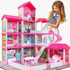 4-level Large Mansion Dreamhouse Castle Doll House Palace Toy Set with Dolls & Furniture