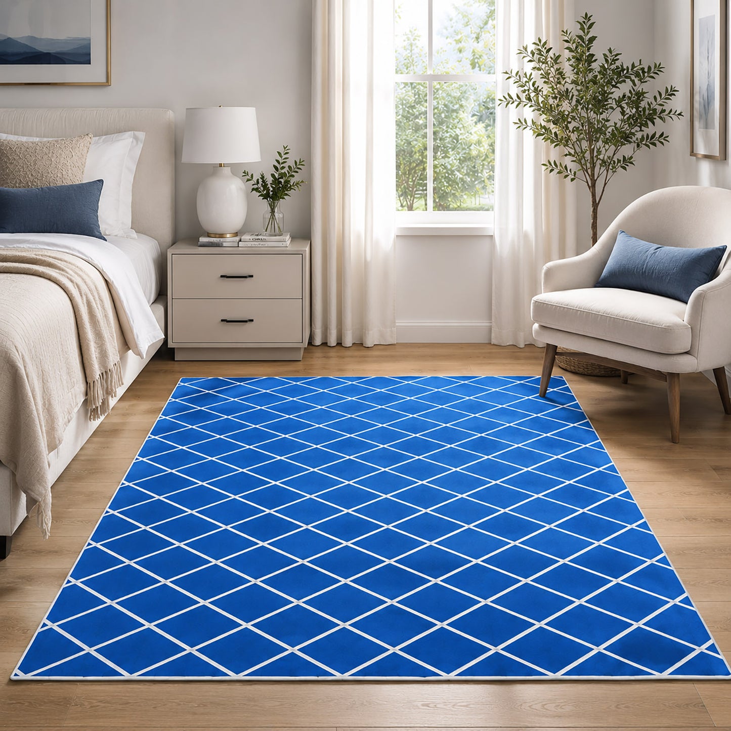 Large Blue Diamond Rug Carpet Mat (230 x 160)