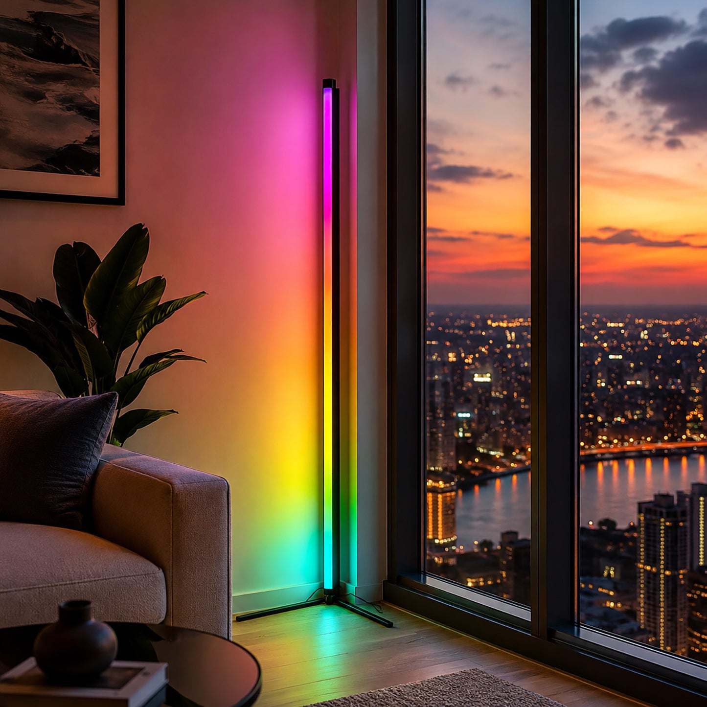 Smart Magic RGB LED Corner Floor Lamp Colour Changing Ambient Light