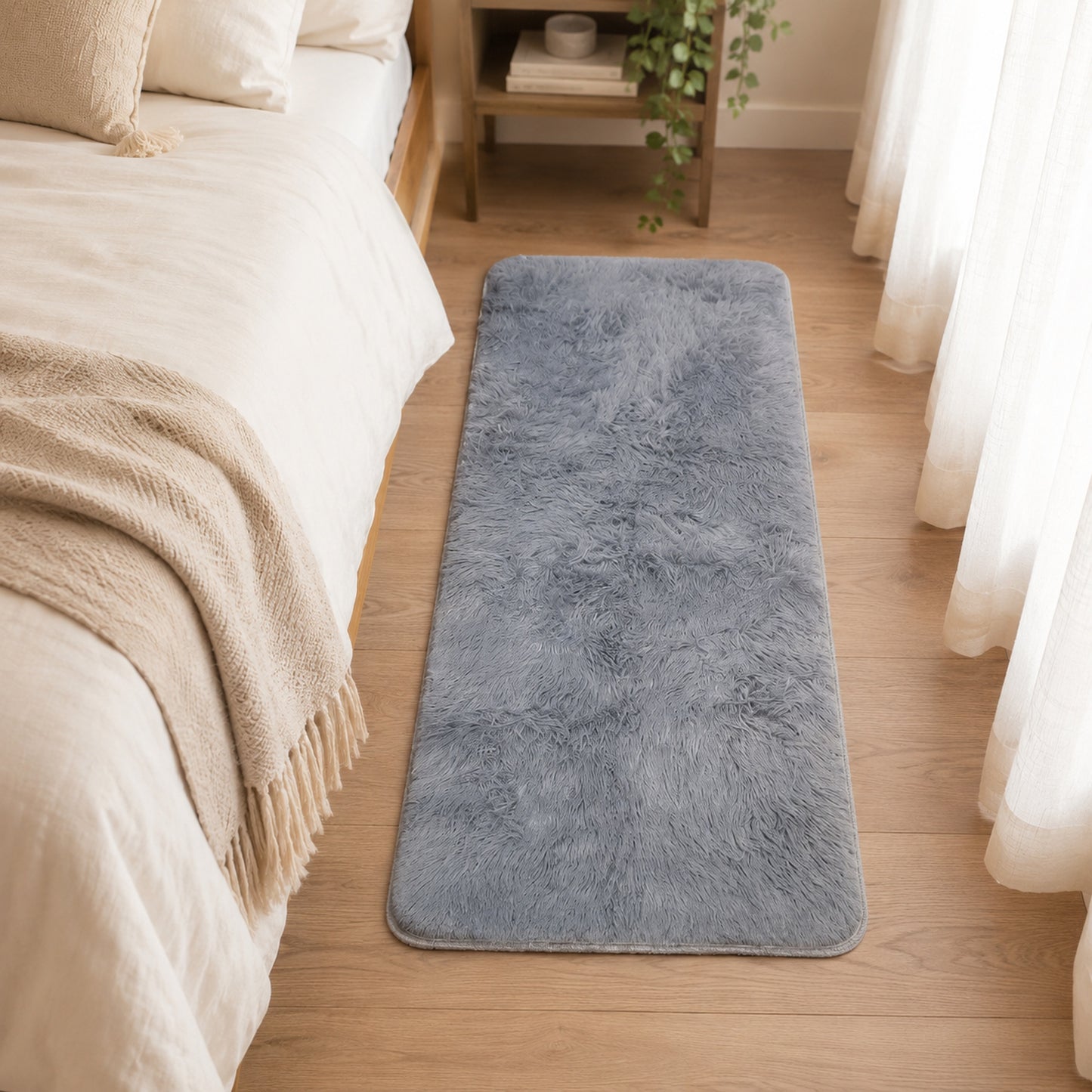 Soft Shag Rug Carpet Hallway Mat (Grey, 120 x 50 cm)