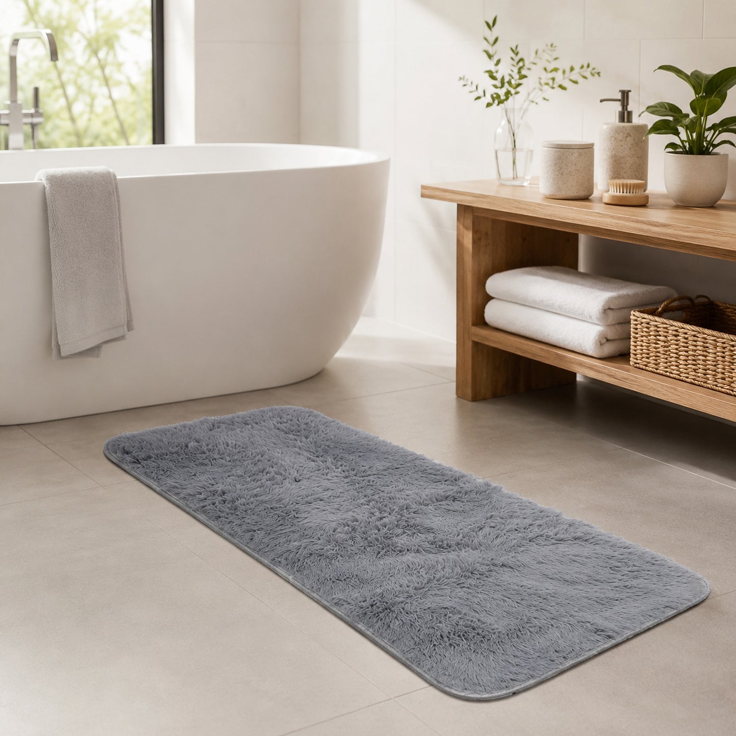 Soft Shag Rug Carpet Hallway Mat (Grey, 120 x 50 cm)