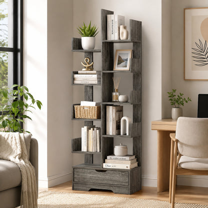 8-Tier 11-Shelf Display Storage Utility Book Shelf Bookcase Shelving (Driftwood)