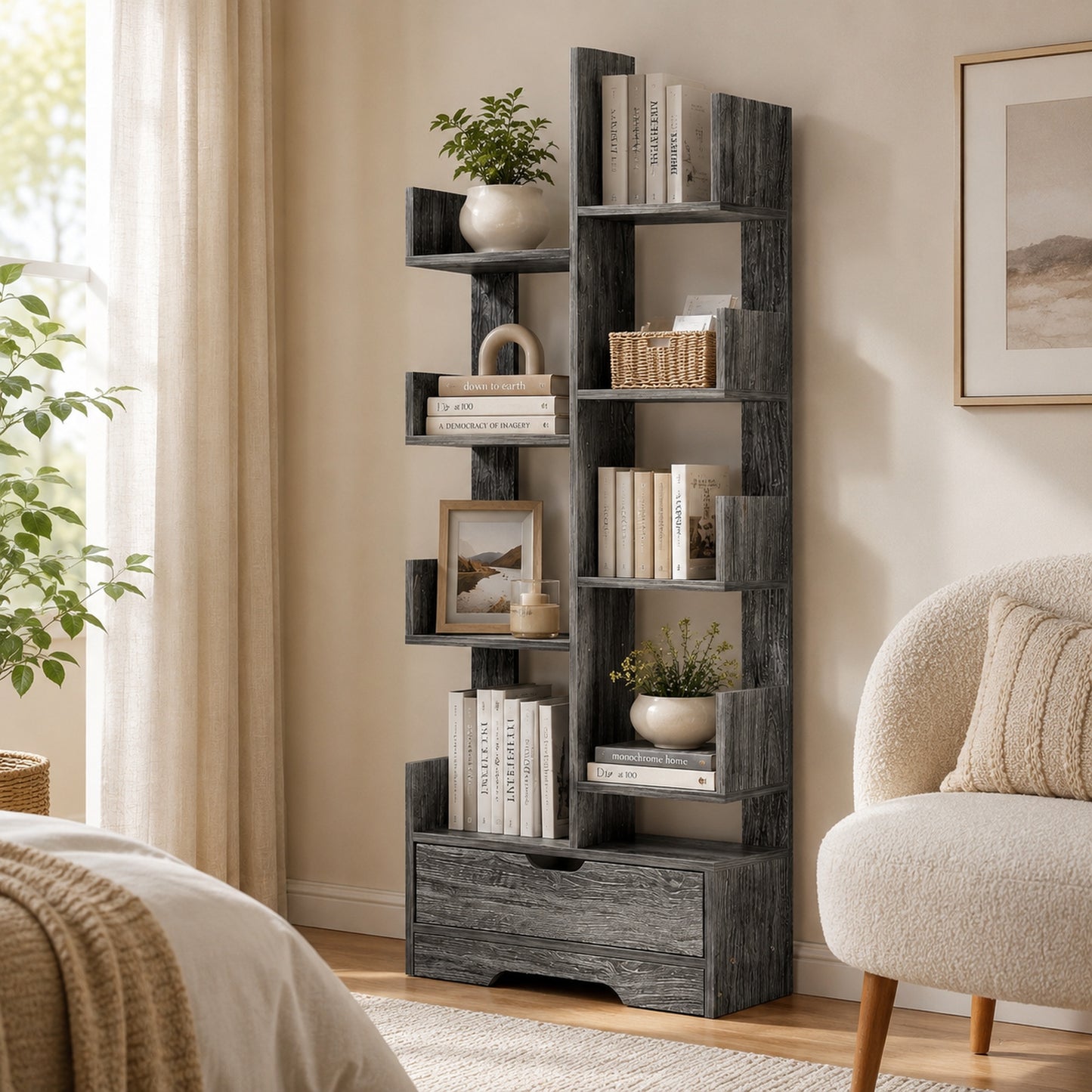 8-Tier 11-Shelf Display Storage Utility Book Shelf Bookcase Shelving (Driftwood)