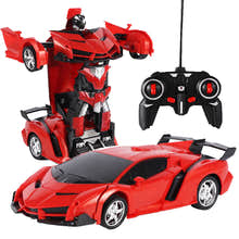 2 In 1 Robot Lamborghini Super Transformer Remote Control Car Toy (Red)