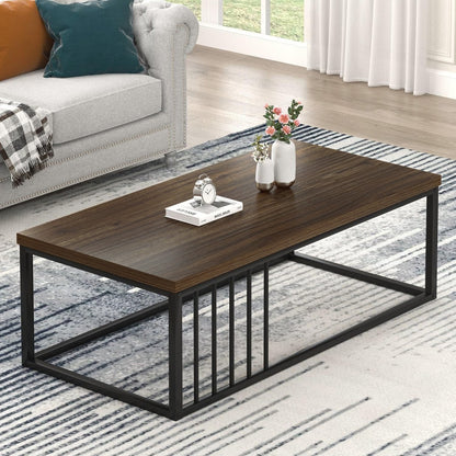 Urban Industrial Modern Wood and Metal Coffee Table Black Walnut