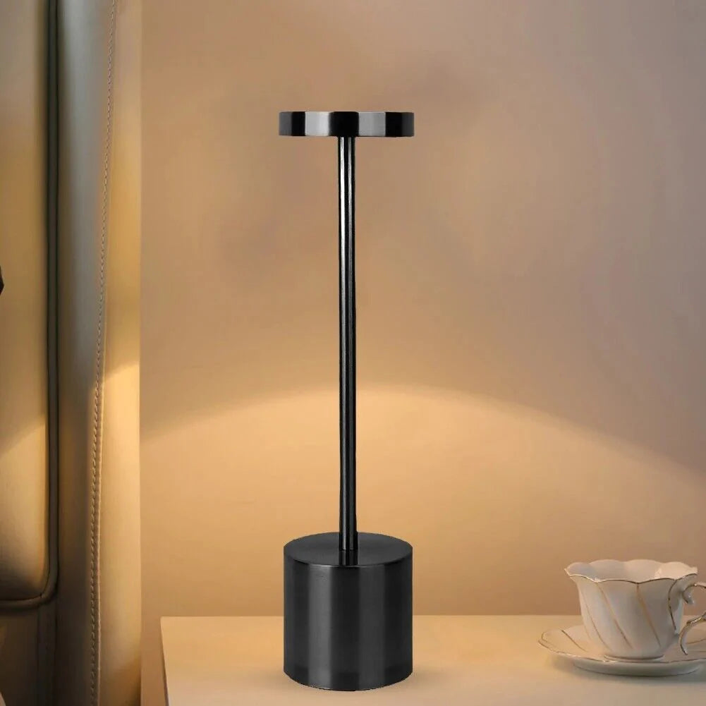 Luxury Designer LED Metal Tall Table Lamp Cordless Touch Sensor Night Light (Black)