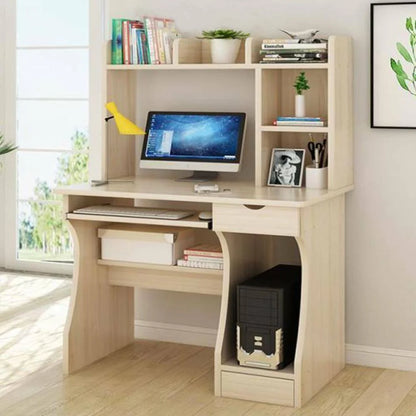 Elite Computer Desk Table with Shelf & Drawer Office Furniture (White Oak)