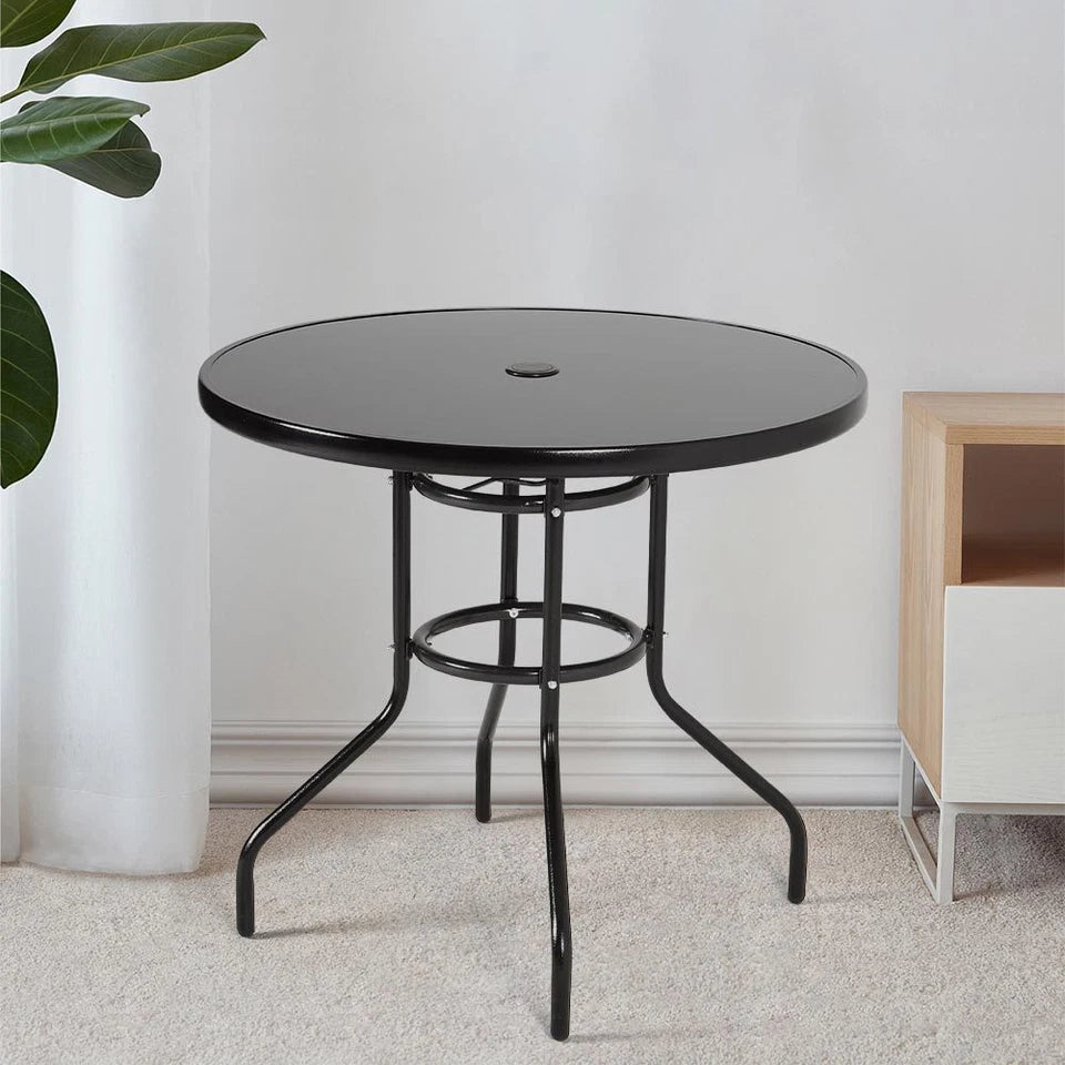 Alfresco 80cm Round Mirrored Tempered Glass Table