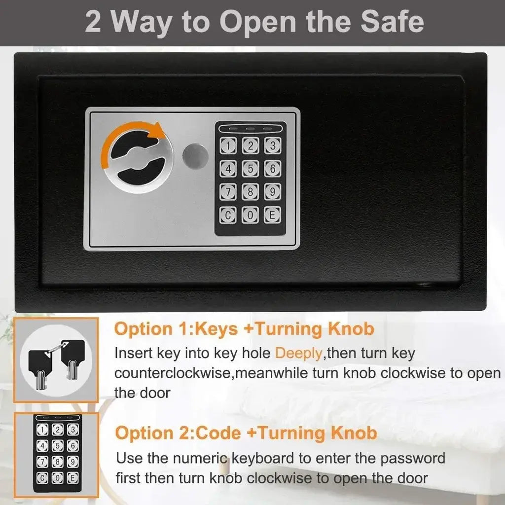 Anti-Theft Fireproof Digital Home Safe with Keypad and Key Lock