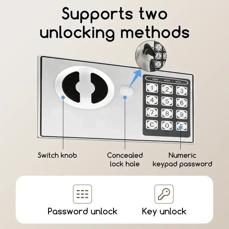 Anti-Theft Fireproof Digital Home Safe with Keypad and Key Lock
