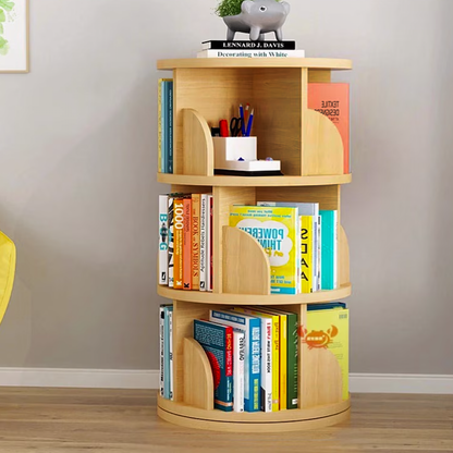 Sanctuary 360-degree Rotating 3 Tier Display Shelf Bookcase Organiser (Oak)