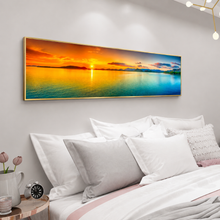 Beach Painting Framed Long Canvas Wall Art - 100cm x 30cm