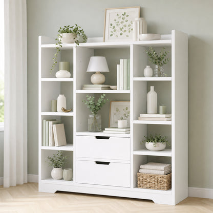 Eden Wardrobe Cupboard Bookshelf with Drawer Furniture (White)